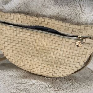 Clare V Woven Leather Crossbody in rare color Buttercream
